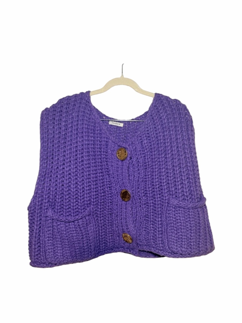 Purple Chunky Knit Oversized Sweater Vest Size L